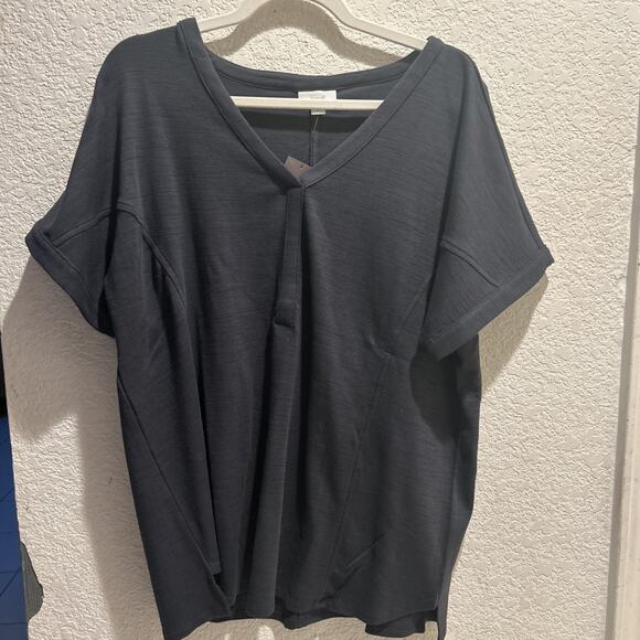 Pure Jill Seamed Slub Top Size Large Tall In Raven - Picture 2 of 7